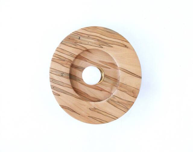Ambrosia Maple Bohemian Light Fixture Round Sconce Brdside Wood Lamp Kitchen Wall Entry - image 1