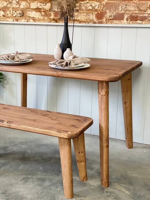 Tivoli // Scandinavian Dining Table & Bench With Pine Tapered Legs - image 1