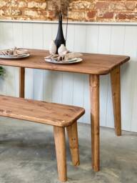 Tivoli // Scandinavian Dining Table & Bench With Pine Tapered Legs