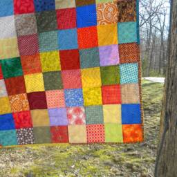 Handmade Patchwork King Size Quilt Warm Earth Tones Cotton Bedding - 99x108 - thumbnail 3
