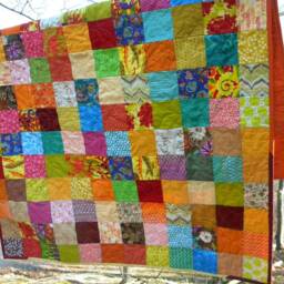 Handmade Patchwork King Size Quilt Warm Earth Tones Cotton Bedding - 99x108 - thumbnail 2