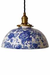 style#002 Blue Floral Farmhouse Lighting, Lighting, Pottery Lamp, Ceramic Pendant Home Light, Ceiling Light - thumbnail 1