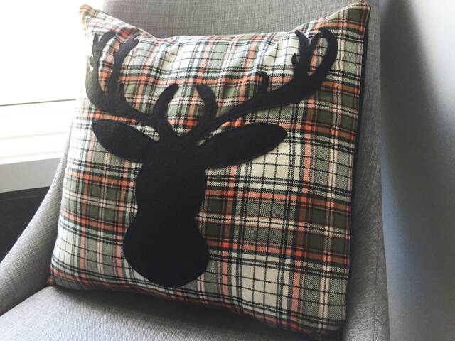 Deer Head Antler Silhouette Pillow Cover, 16x16 - image 1