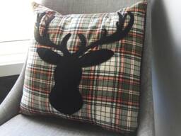 Deer Head Antler Silhouette Pillow Cover, 16x16 - thumbnail 1