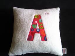 Pillow With Appliqu??d Letters For Girls, Cuddly Soft Baby Gift Christmas Children's - thumbnail 1
