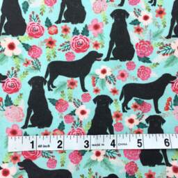 Black Labrador Dog Print Cushion Cover With Turquoise & Pink Floral Design - Home Decor, Home & Living, Decorative Pillow Cover. 38x38cms - thumbnail 3