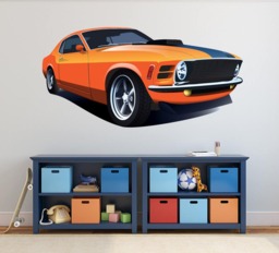 Muscle Car Wall Decal - Mustang Art Boys Room Decor Vinyl Racing