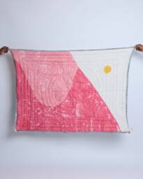Personalized Baby Blanket, Hand-Block Printed Cotton Quilt, Custom Name Reversible Pink & Blue Design