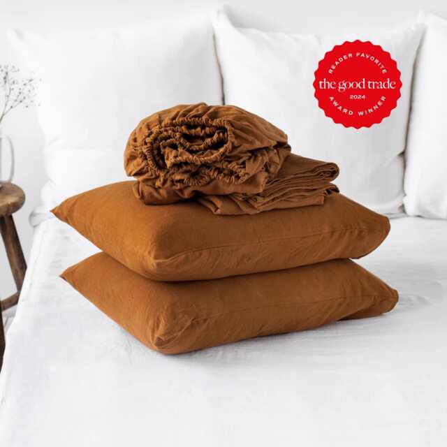 Cinnamon Linen Sheet Set Brown Queen King Sheets Deep Pocket Bedding - image 1