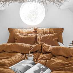 Cinnamon Linen Sheet Set Brown Queen King Sheets Deep Pocket Bedding - thumbnail 2
