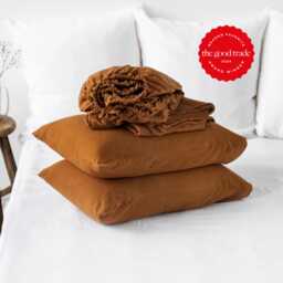 Cinnamon Linen Sheet Set Brown Queen King Sheets Deep Pocket Bedding - thumbnail 1