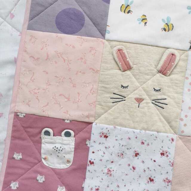 Keepsake Memory Quilt, Baby Clothes Blanket, Professionally Made Cot Size Travel With Embroidered Name - image 1