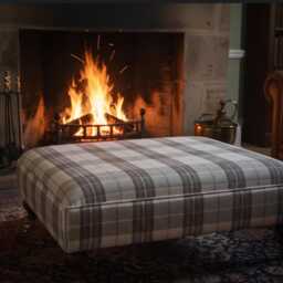 Tartan Brown Check Footstool/Ottoman Seat Footstall Brand New, Hand Made - thumbnail 2