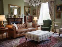 Tartan Brown Check Footstool/Ottoman Seat Footstall Brand New, Hand Made - thumbnail 1