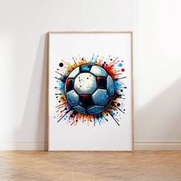 Set Of 3 Soccer Wall Art Prints - - Boys Bedroom Decor Gift Posters Colourful Football Print Poster - thumbnail 3