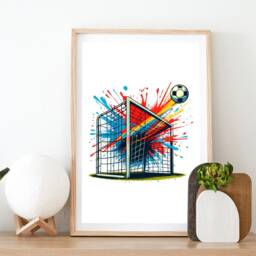 Set Of 3 Soccer Wall Art Prints - - Boys Bedroom Decor Gift Posters Colourful Football Print Poster - thumbnail 2