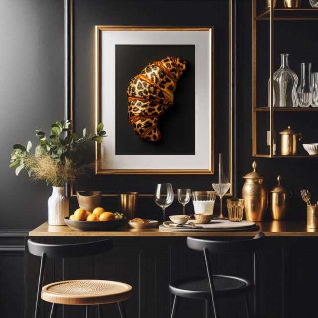 Leopard Print Croissant Art Maximalist Kitchen Decor - image 1