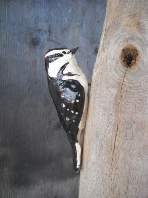 stoneware Downy Woodpecker - image 1