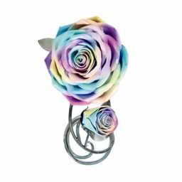 Handmade Rose Rainbow Anniversary Metal Flower Sculpture Handcrafted Free Standing Ornament Mother's Day Gift Love Presentation Memory - thumbnail 2