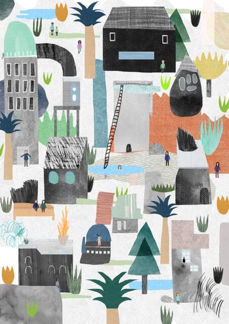 Whimsical Cityscape Poster, Fine Art Print - Din A3 - image 1