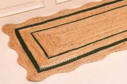 Jute Runner Rug - Scalloped Rug, Bohemian Scallop Natural Sisal Custom - thumbnail 3