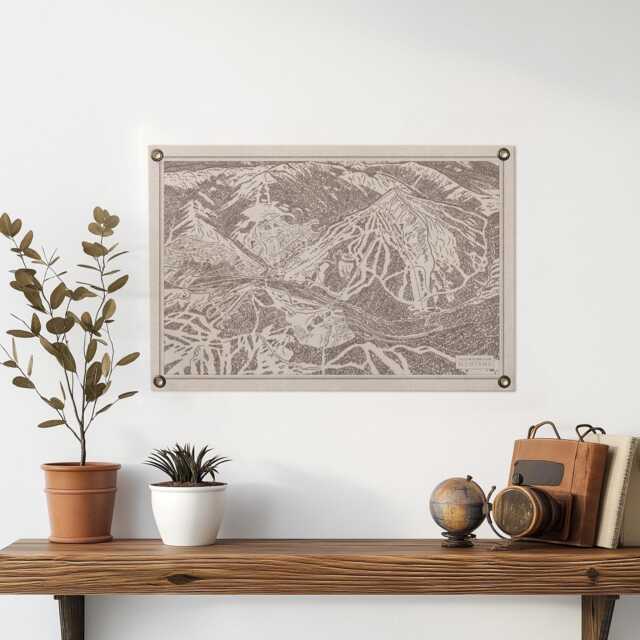 Yellowstone Club Montana Trail Map Felt Poster Print - Vintage Ski Snowboard Mountain Wall Art Gift. Flag Pennant Home Decor. Usa Handmade - image 1