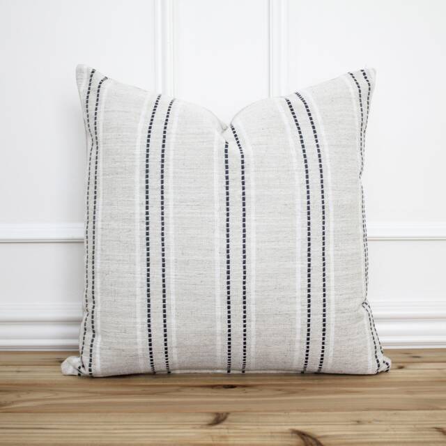 Stripe Pillow Cover 20 X Coastal Farmhouse Gray & White Striped Decorative - Rowan - image 1