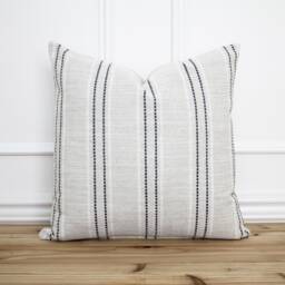Stripe Pillow Cover 20 X Coastal Farmhouse Gray & White Striped Decorative - Rowan