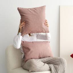 Linen Boho Terracotta Pillow Cover, Burnt Orange Lumbar Cushion Rustic Modern Any Custom Size Throw Case, Hidden Zipper - thumbnail 3