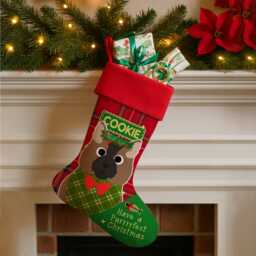 Personalised Brown Cat Christmas Stocking Xmas Treat Sack New Kitten Bag Festive Hanging Toys Storage Boot For Pets Esc04 - thumbnail 1