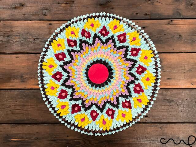 Hand-stitched Fabric Rug - 50cm - Multicolour Upcycled Eco Decor - image 1