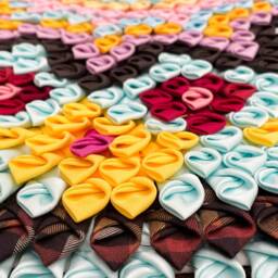 Hand-stitched Fabric Rug - 50cm - Multicolour Upcycled Eco Decor - thumbnail 3