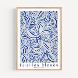 A4, A3, A2 Poster Art Print - Unframed in My Abstract Leaf Blue/Natural Paint Brushstrokes Design - thumbnail 2