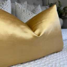 Luxurious Handmade 12x20 Lumbar Cushion Cover in Satin Gold Designer Fabric - thumbnail 4