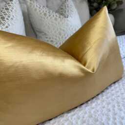 Luxurious Handmade 12x20 Lumbar Cushion Cover in Satin Gold Designer Fabric - thumbnail 3