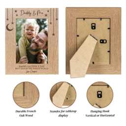 Personalised Daddy & Me French Oak Wooden Picture Frame, Custom Engraved Text, Portrait Or Landscape Display, Gift For Daddy, Dad, Husband - thumbnail 2