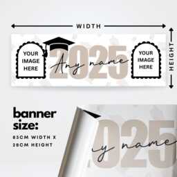 Personalised Graduation Banner - Large Year Design - Custom Name, & Photos Party Decor University Graduate - thumbnail 3