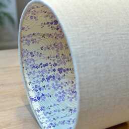 Luxury Lampshade Using Beautiful Japanese Chirugami - Yuzen Paper Sandy/Beige Linen Exterior Cream & Mauve/Purple Interior - thumbnail 3
