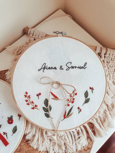Personalized Wedding Ring Bearer Pillow, Winter Sign, Christmas Winter Invitation, Burgungy Sign, Wedding Guest Book - image 1