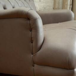 Handmade 2 Seater Fog Grey Vintage Leather Low Chesterfield Sofa - thumbnail 3