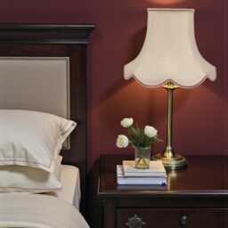 Cream Fabric Lampshade Burgundy Trim, Handmade For Floor, Table, Wall Lights - thumbnail 2