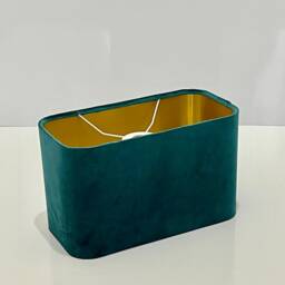 New Luxury Velvet Glamour Teal Lamp Shade & Pendant Light Rounded Rectangular Shape With Metallic Panels Lining - thumbnail 2