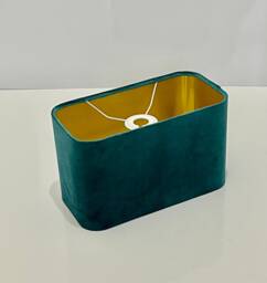 New Luxury Velvet Glamour Teal Lamp Shade & Pendant Light Rounded Rectangular Shape With Metallic Panels Lining