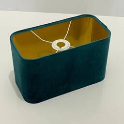 New Luxury Velvet Glamour Teal Lamp Shade & Pendant Light Rounded Rectangular Shape With Metallic Panels Lining - thumbnail 3