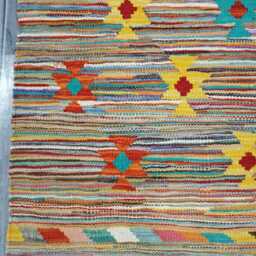 Nordic Kilim Rug, Modern Artisan Scandinavian Afghan Turkish Abstract Art Wool Rug 148x98 cm - thumbnail 4