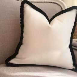 Light Cream Fringed Cushion Cover All Sizes & Customisable Fringe Colour - thumbnail 4