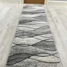 New Silver Grey Wave Rugs Small Large Mats Modern Contemporary Design UK - thumbnail 4