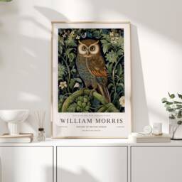 William Morris Print, Art, Exhibition Poster, Woodland Nursery Decor, Owl Gifts, Nature Wall Animal Prints - thumbnail 1
