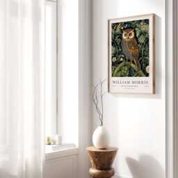 William Morris Print, Art, Exhibition Poster, Woodland Nursery Decor, Owl Gifts, Nature Wall Animal Prints - thumbnail 3