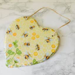 Bee Honeycomb Slate Heart Plaque Daisy Print Wall Art - thumbnail 2